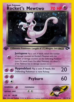 Rocket's Mewtwo card from Gym Challenge, number 14/132