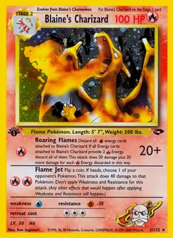 Blaine's Charizard card from Gym Challenge, number 2/132