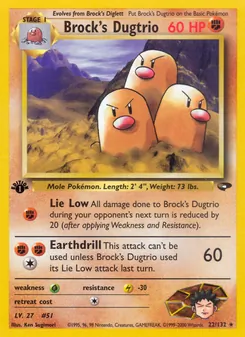 Brock's Dugtrio card from Gym Challenge, number 22/132
