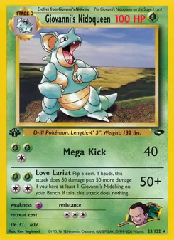 Giovanni's Nidoqueen card from Gym Challenge, number 23/132