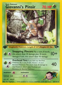 Giovanni's Pinsir card from Gym Challenge, number 24/132