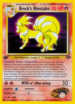 Brock's Ninetales card from Gym Challenge, number 3/132