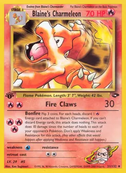 Blaine's Charmeleon card from Gym Challenge, number 31/132