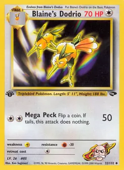 Blaine's Dodrio card from Gym Challenge, number 32/132