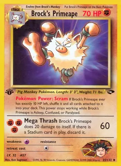 Brock's Primeape card from Gym Challenge, number 35/132