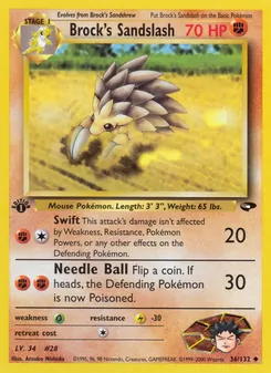 Brock's Sandslash card from Gym Challenge, number 36/132