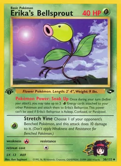 Erika's Bellsprout card from Gym Challenge, number 38/132