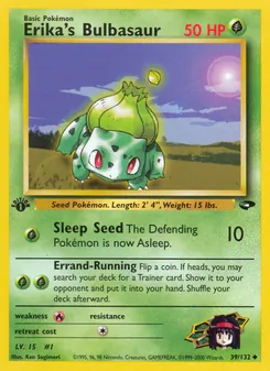 Erika's Bulbasaur card from Gym Challenge, number 39/132