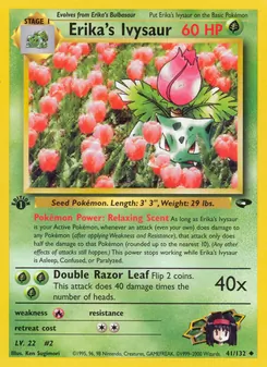 Erika's Ivysaur card from Gym Challenge, number 41/132