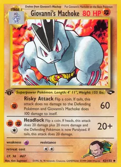 Giovanni's Machoke card from Gym Challenge, number 42/132