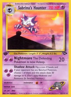 Sabrina's Haunter card from Gym Challenge, number 55/132