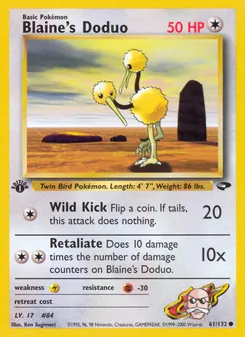 Blaine's Doduo card from Gym Challenge, number 61/132