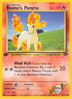 Blaine's Ponyta card from Gym Challenge, number 64/132