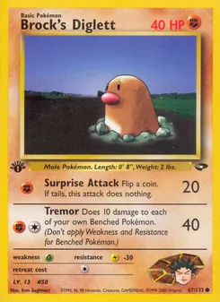 Brock's Diglett card from Gym Challenge, number 67/132