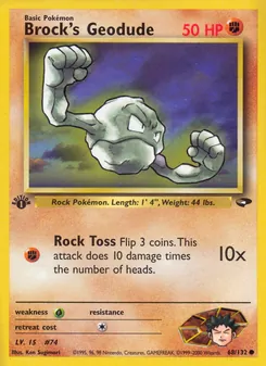 Brock's Geodude card from Gym Challenge, number 68/132