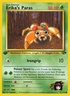 Erika's Paras card from Gym Challenge, number 71/132