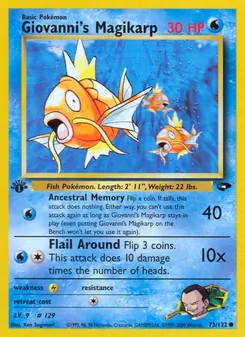 Giovanni's Magikarp card from Gym Challenge, number 73/132