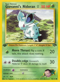 Giovanni's Nidoran ♀ card from Gym Challenge, number 75/132