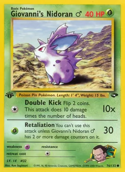 Giovanni's Nidoran ♂ card from Gym Challenge, number 76/132