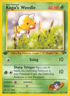 Koga's Weedle card from Gym Challenge, number 82/132