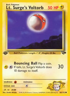 Lt. Surge's Voltorb card from Gym Challenge, number 86/132