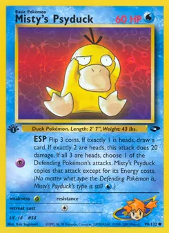 Misty's Psyduck card from Gym Challenge, number 90/132