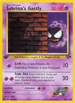 Sabrina's Gastly card from Gym Challenge, number 96/132