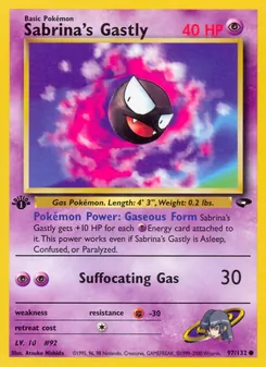Sabrina's Gastly card from Gym Challenge, number 97/132