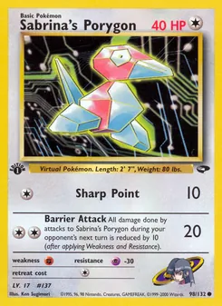 Sabrina's Porygon card from Gym Challenge, number 98/132