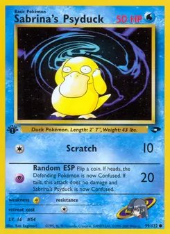 Sabrina's Psyduck card from Gym Challenge, number 99/132