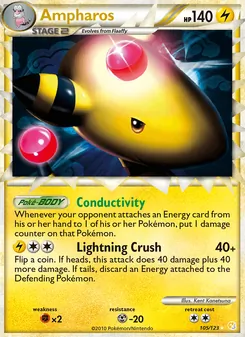 Ampharos card from HeartGold SoulSilver, number 105/123