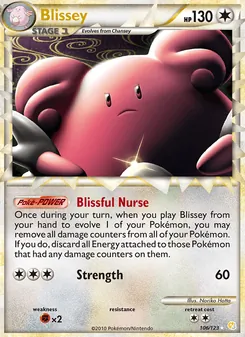 Blissey card from HeartGold SoulSilver, number 106/123