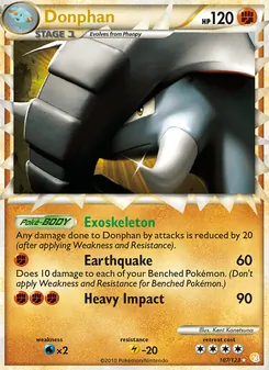 Donphan card from HeartGold SoulSilver, number 107/123