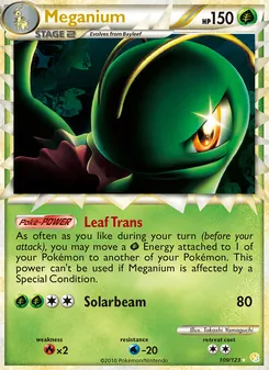Meganium card from HeartGold SoulSilver, number 109/123