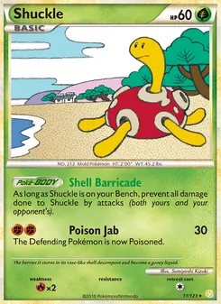 Shuckle card from HeartGold SoulSilver, number 11/123