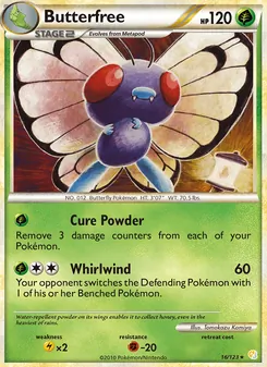 Butterfree card from HeartGold SoulSilver, number 16/123