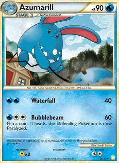 Azumarill card from HeartGold SoulSilver, number 2/123