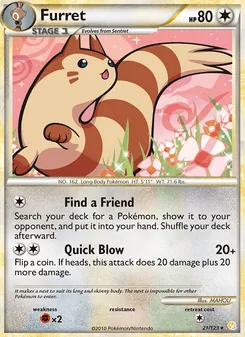 Furret card from HeartGold SoulSilver, number 21/123