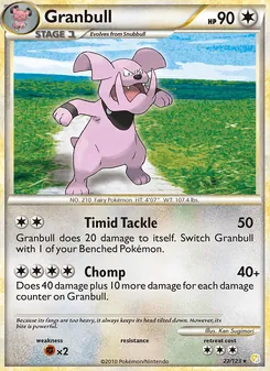 Granbull card from HeartGold SoulSilver, number 22/123