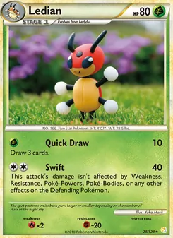 Ledian card from HeartGold SoulSilver, number 25/123