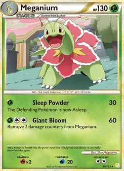 Meganium card from HeartGold SoulSilver, number 26/123