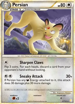 Persian card from HeartGold SoulSilver, number 27/123