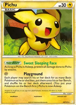Pichu card from HeartGold SoulSilver, number 28/123