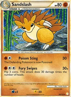 Sandslash card from HeartGold SoulSilver, number 29/123
