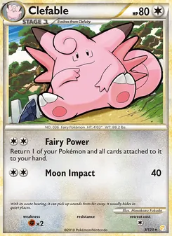 Clefable card from HeartGold SoulSilver, number 3/123