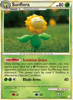 Sunflora card from HeartGold SoulSilver, number 31/123