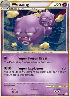 Weezing card from HeartGold SoulSilver, number 34/123