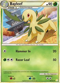 Bayleef card from HeartGold SoulSilver, number 35/123