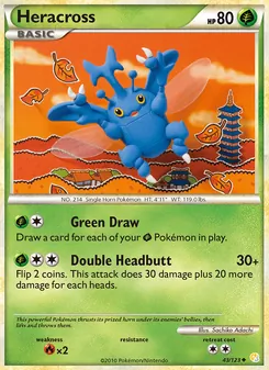 Heracross card from HeartGold SoulSilver, number 43/123