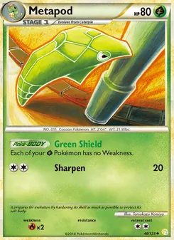 Metapod card from HeartGold SoulSilver, number 46/123